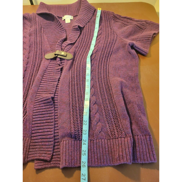 CJ Banks Purple Cable Knit Buckle Detail Cardigan Sweater Women's Plus Size 2X - Picture 5 of 8
